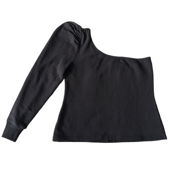 Anthropologie Bishop + Young One Shoulder Sweatshirt Black Large - Picture 1 of 12